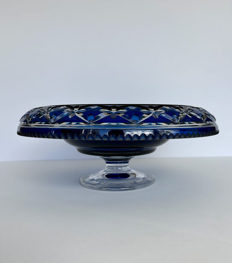 Napoleon Cathedral Bowl, Val-Saint-Lambert, large cobalt blue crystal model